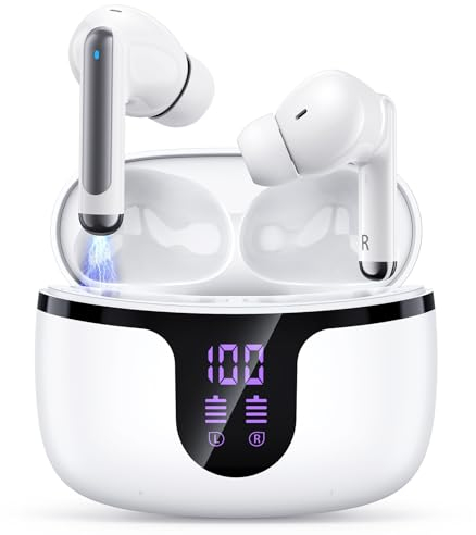 Mohard Cuffie Bluetooth, [Stereo Hi-Fi] Auricolari Bluetooth 5.3, 50 Ore Cuffiette in-Ear, Comandi Touch, Cancellazione Rumore MIC, Bassi Profondi Cuffie Wireless Display LED, Compatibili Android/iOS