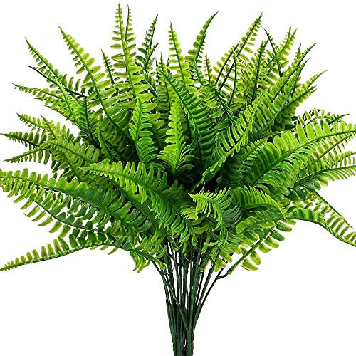 ARIATI 6 unidades de plantas artificiales de helecho de plástico, arbustos de arbustos resistentes a los rayos UV, plantas de trigo de plástico para decoración de interiores y exteriores, hogar,