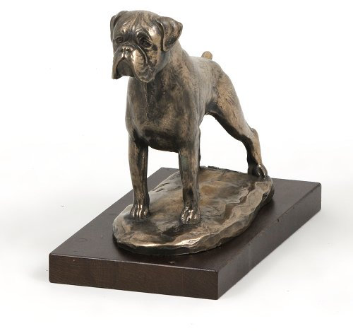 Art-Dog Dog Holzsockel Statue - Einzigartige Edition ArtDog Collection - Handgemachte Hundeskulptur für Hundeliebhaber - Handgemachte Skulptur Indoor- Hundefigur - Statue Boxer III