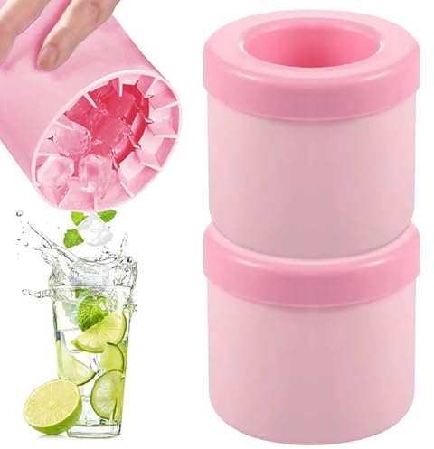 Eiswürfelformen Silikon,TAIZER 2PCS EiswüRfelform Silikon EiswüRfelbehäLter Silikon Eiswürfelbehälter mit Deckel Eiswürfelform Rund Silikon Eiswürfelform Eiswürfelbehälter Klein Ice Cube Mold