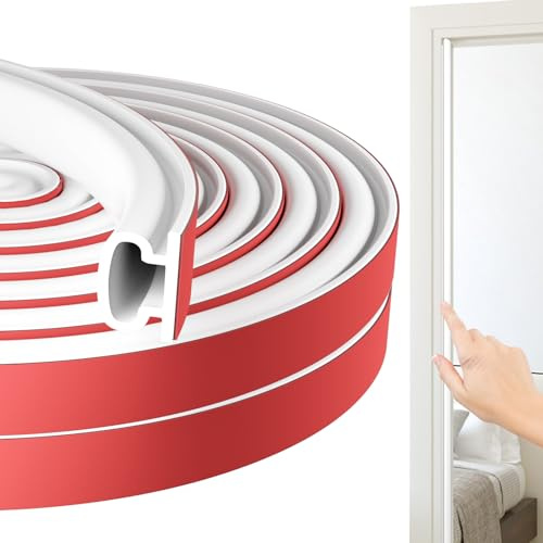 Jobon Draught Excluder for Doors - Weather Stripping Door Seal Strip, Window Soundproofing Door Sealing Strip, Rubber Self-Adhesive Draft Excluder Tape for Door Frame Window Insulation (5M, White)