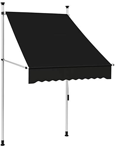 Tidyard Markise Einziehbar Handbetrieben Wasserabweisend Klemmmarkise Balkonmarkise Sonnenschutz Terrasse Balkon Garten Handbetrieben 100 cm Anthrazit