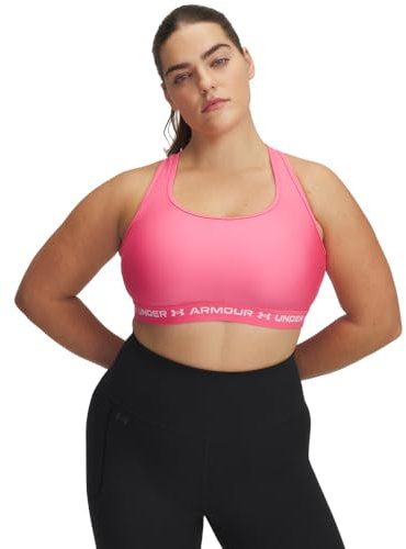 Under Armour Femme Crossback Mid Impact Bra Soutien-Gorge De Sport, Super Rose/Blanc, 105E EU