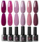 UR SUGAR Esmalte de uñas semipermanente, Rosa con lentejuelas de lila y en 6 colores, gel ultravioleta remojo semipermanente regalo de esmalte de uñas UV/LED