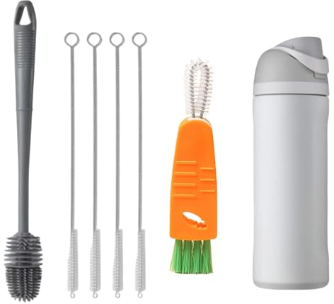 Straw Cleaner Brush Fit for Owala FreeSip 24oz/32oz/40oz,Long Handle Bottle Brush Compatible with Owala Water Bottle 24oz/32oz/40oz, Plus 3 in 1 Cup Lid Cleaning Brush Set for Most Water Bottles