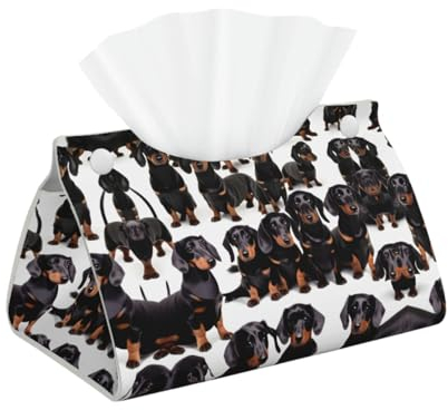 Dackel Weiner Taschentuchbox für Haustiere, Hunde, wasserdicht, Leder, rechteckig, kreative, stilvolle Heimdekoration und ordentliche Toilettenpapier-Aufbewahrungsbox