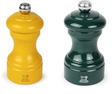 PEUGEOT Bistro Salt and Pepper Mill Set - Saffron Yellow and Forest Green, Set of 2