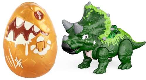 GizmoVine Dino Ei, Dinosaurier Spielzeug, DIY Zerlegen Elektrisch Grüner Triceratops Figuren mit Geräusch und Licht, Surprise Dino Egg Cracking Geschenk für Kinder 3 4 5 6 7 Jahre
