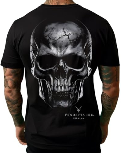 Vendetta Inc. Herren Rundhals Kurzarm Shirt Skull Braincase schwarz VD-1438