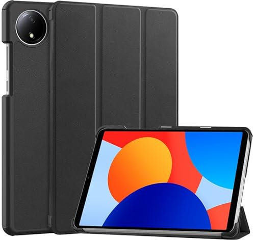 Tablet Case For Xiaomi Redmi Pad SE 4G 8.7 Inch Case, Trifold Stand Cover with Pencil Holder, Auto Sleep/Wake, Soft TPU Back, Slim Protective Cover, Black