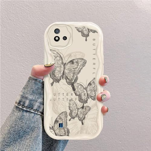 Schmetterling Welle Silikon Weich Hülle Kompatibel mit Realme C11 2021/Realme C20 Weiß
