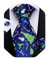 DiBanGu Mens Weihnachten Krawatte Set Lustige festliche Krawatte Gewebte Pocket Square Manschettenknöpfe Set mit Geschenkbox, Grün Weihnachtsbaum und Blau