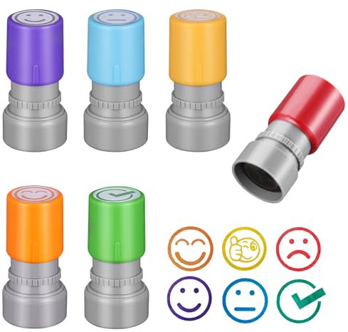 JIANTA Lehrerstempel Selbstfärbend, 6 Stück Motivationsstempel, Personalisierte Lehrer Bewertung, Nachfüllbar für Schule, Hausaufgaben Feedback und Belohnung