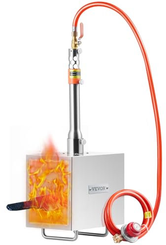 VEVOR Forgiatura a propano portatile forgiatura fabbro 1 bruciatore forgiatura a gas per fabbro 2600°F/1427°C Attrezzature per fucinatura a gas in acciaio inox quadrati grande capacità per forgiatura