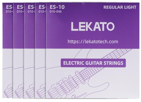 LEKATO Corde per chitarra elettrica, in acciaio nichelato, con estremità a sfera, set da 6 corde esagonali in acciaio (10-46)