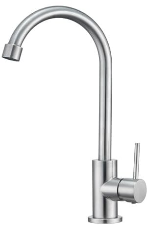 Faustina Grifo Agua Fría Cocina, Grifo Mezclador Fregadero Cocina Sólo Agua Fría Monomando Giratorio 360° de Acero Inoxidable cepillado mate