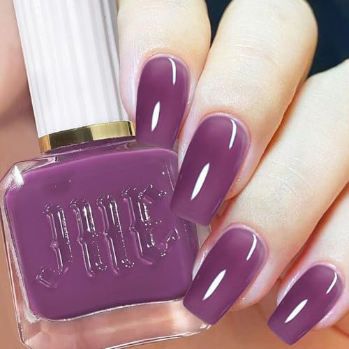 Jelly Nail Polish, Purple Nail Varnish, Translucent Nude Quick Dry Nail Polish, No Need Nail Lamp Chip Resistant, Non-Toxic, Long-Lasting nail polish for Women & Girls At-Home Manicure (37#Purple)