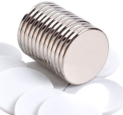 Aenienoe 12 Stück Neodym Magnete 20x2mm Magnet Rund Selbstklebend Extra Stark Klebemagnete Groß Magneten für Magnettafel Whiteboard Kühlschrank Haushalt BüRo Craft