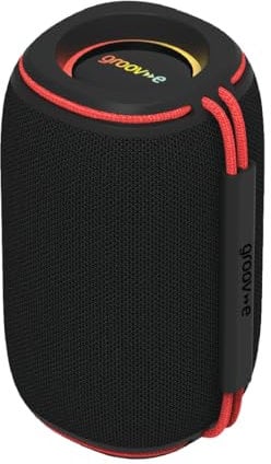 groov e Wave Glow Wireless Speaker - 10W Portable Travel Speaker with LED Lights, 8 Hours Audio Playback, Rechargeable Battery, Bluetooth Connectivity - Black