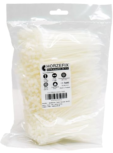 HORZEFIX Kabelbinder set 1000 Stück schwarz und naturfarben weiß UV Beständig und Temperaturbeständig breite 2,5 x 100 mm 3,6 x 140 4,8 x 200 4,8 x 300 selbstsicherend