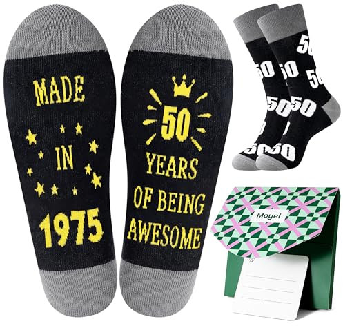 Moyel 50th Birthday Gifts Men 1975 Funny Socks Mens 9-11 Unique 1975 Birthday Gifts for Men Present for 50th Man Ideas for Him Dad Husband Grandad Brother Son