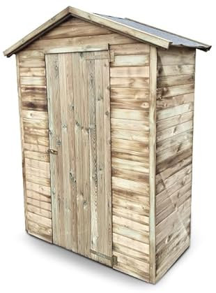 Wood & Play - Werkzeugschuppen aus Holz, Marta Holzwerkzeugschuppen, Holzgerätehaus, Gartenschrank für Terrasse & Balkon, für die Lagerung von Gartengeräten - 150 x 73 cm