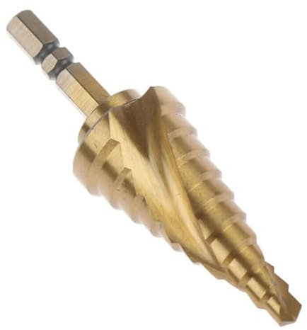 1 foret conique étagé de 6 à 25 mm, accessoire for le bois, perçage du métal, sans bavure, cône étagé, coupe-trou revêtu de titane