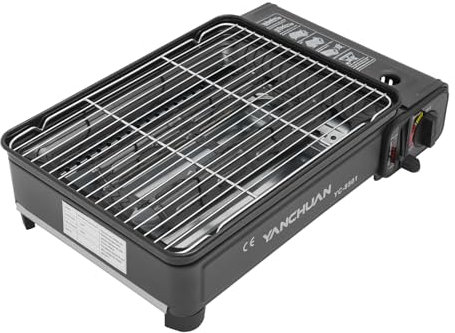 Barbecue à gaz de camping - 2200 W - Portable - Avec bac à graisse et sac de transport - Réchaud à gaz - Réchaud à gaz - Pour terrasse, balcon et jardin
