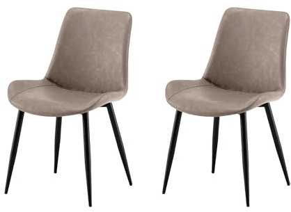 Garvishk Garvis Esszimmerstühle 2er Set Polsterstühle mit Sitzkissen künstlicher Stoff Küchenstuhl Wohnzimmerstuhl Schminktisch Stuhl ergonomischer Stuhl (Creme)