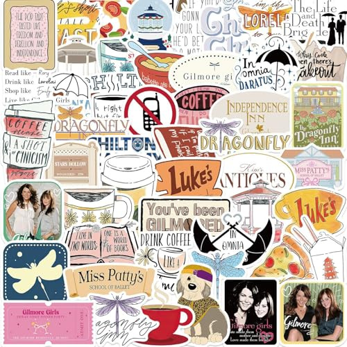 52 Stück Gilmore Mädchen Sticker Set Wasserfeste Vinyl Funny TV Show Aufkleber Aesthetic Aufkleber für Auto Laptop Skateboard Fahrrad Moped Motorrad Fahrrad Computer