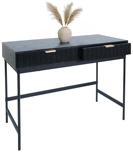 Mendler Konsolentisch HWC-O41 85x100x40cm - Holzoptik schwarz | Telefontisch, Ablagetisch, Industrial, Schublade, Melamin