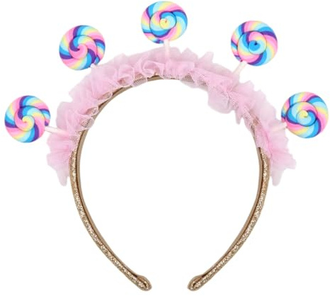 Lollipop Kostüm Haarreif, Candy Haarreif Fasching Damen, Lollipop Stirnband, Süßes Kopfschmuck Candy lollipop, Regenbogen Haarreifen, Niedliches candy Girl Kostüm Accessoires für Karneval Mottoparty