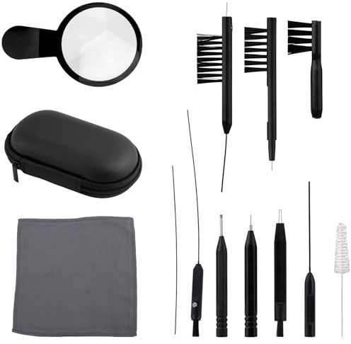 13pcs Hearing Aid Cleaning Kit | Include Brushes Magnifier Ventilation Rod Cloth Case and More, Hearing Aid Accessories for Headset Earbuds Earphones