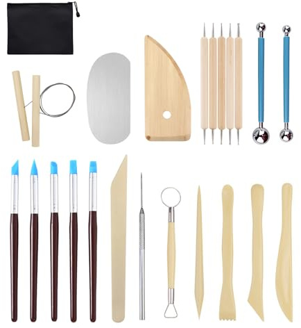 23Pcs Polymer Clay Tools with Storage Bag, Clay Sculpting Tool, Ceramic Sculpting Tools, Modelling Tools for DIY Craft Sculpture Embossing Modeling