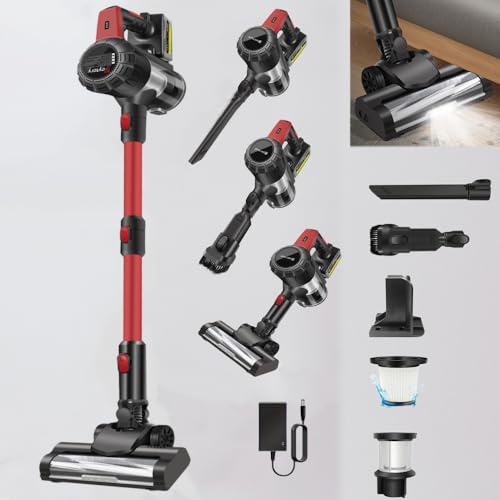 Battery Vacuum Cleaner 45000 Pa/500 W/40 Min, Cordless Stick Vacuum Cleaner, Wireless Self-Standing Pet Hair Remover with Anti-Tangle Brush, Lightweight, Wall-Charging, for Floors/Carpets/Pet Hair