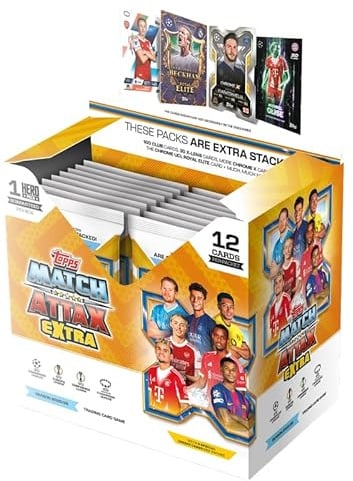 Topps UCC Match Attax Extra 2026 - Full Box - Enthält 32 Match Attax Extra Pakete (12 Karten pro Packung) Enthält EIN garantiertes Helden-Paket pro Box