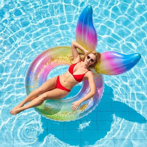 ACTOYS Gonfiabile Sirena per Adulti, Anello da Nuoto Gonfiabile per Piscina, Anello Gonfiabile Sirena, Anello da Nuoto Adulto, per Piscina e Spiaggia, Festa estiva (C, 90#)