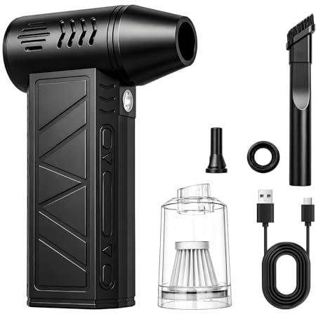Elektrische Staubgebläse Druckluftspray 150000 U/min Höhe Geschwindigkeit Air Dust Blower Mini 2-in-1 mit 5200mAh Akku 4 Gang PC Reinigungsset für Tastatur Computer LED-Licht Auto Zuhause Geräte Sofa
