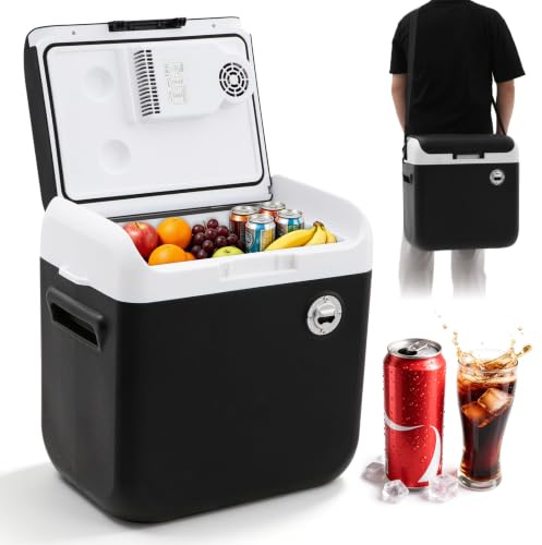 GUIVACI Elektrische Kühlbox 25L – Mini-Kühlschrank 12/230 V, kühlt & wärmt (bis 65°C), ECO-Modus, für Auto, Camping und Reisen
