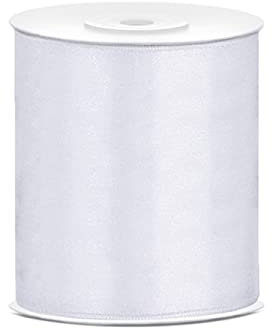 25m Satinband (0,64 € / Meter) Satin Geschenkband weiss 100mm breit