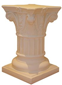 Standsäule Griechische Antike Säule Blumensäule Blumenständer Beistelltisch (Weiß-Matt-Antikfinish)