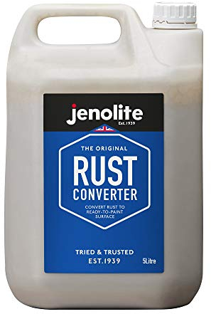JENOLITE Rostumwandler mit Grundierung | 5 Liter | Leistungsstarker Rostumwandler für Autos und Fahrzeuge | Wasserbasierter Rostumwandler mit Grundierung, Schwarz | Rostumwandler Auto