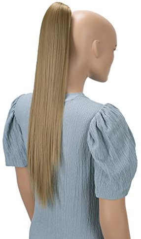CAISHA 60cm Glatt Pferdeschwanz Mit Butterflyklammer Haarteil Zopf Hitzebeständig Haarverlängerung Sandblond H612