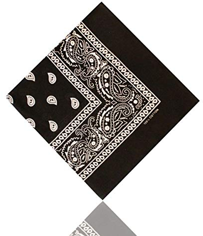 ledermodefashion 3er 6er 12 er Set Bandana Tuch versch Farben 100% Baumwolle Kopftuch Halstuch Nickituch Schal (Schwarz)