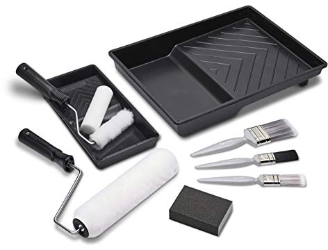 Harris Walls & Ceilings Essentials Decorating Set | 11 Pieces | 1 x 9 Roller Sleeve, 1 x 4 Roller Sleeve, 1 x Sanding Block and 1 x 3 Pack Paint Brushes
