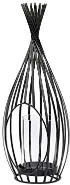 Linterna metálica Negra de Estilo Industrial con portavelas de Cristal Lombok