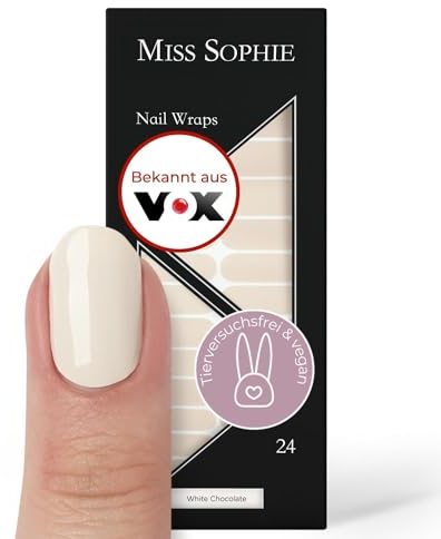 Original Miss Sophie Nagelfolien White Chocolate I 24 ultra-dünne Nagellack-Streifen einfarbig in Nudetönen I Für Finger- & Fußnägel I Hält auf Natur- sowie lackierten, Acryl-, Gel- & Shellac-Nägeln