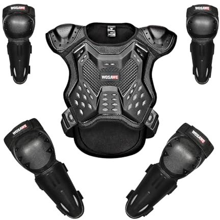 WOSAWE Kinder-Schutzkleidung mit Knieschoner Ellenbogenschoner Schutz Weste Motorrad Ganzkörperschutz Rüstung für Ski Snowboard Motocross Sport (ML206 Sets, S)