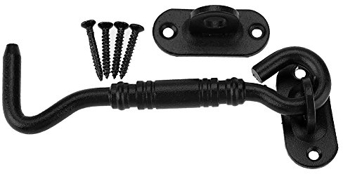 Tyenaza Crochet de Cabine, Barrure Verrou de Porte Vintage en Acier Inoxydable, Crochet Porte Armoire, Noir