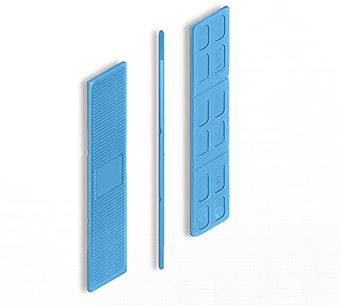 DOJA BARCELONA | Cales de Vitrage 2mm | Bleue | 100 Pcs | Blocs d'Écartement en Plastique, Entretoise Polypropylene | Plaques d'Espacement avec Points de Rupture pour Rangement, Équilibrage...